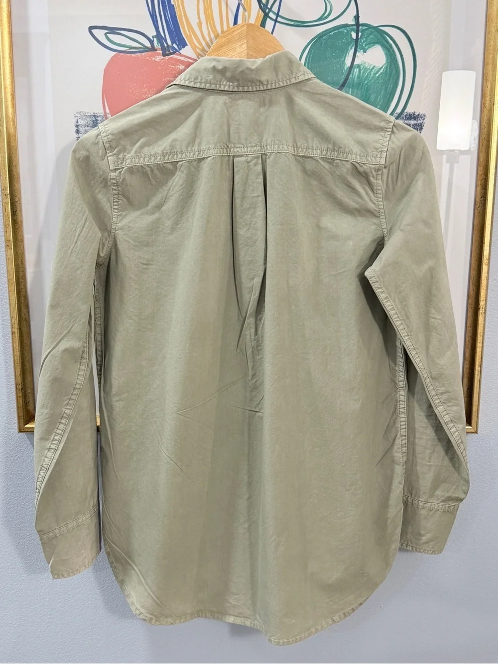 J. Crew Beaded Pockets Army Green Popover Distressed Size 0